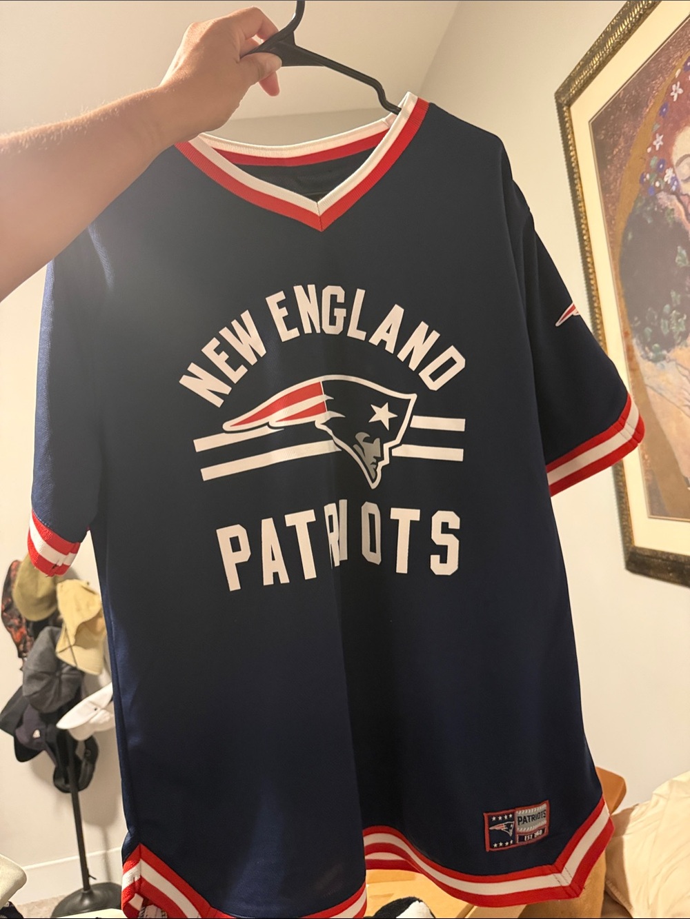 NFL New England Patriots Navy Jersey with Red & White Trim